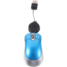 Mini compact optical mouse with retractable cord