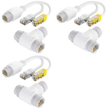 3X POE Splitter 2 in 1 Network Cabling Connector Three-Way RJ45 Connector POE Cable for IP Security Camera