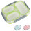 Lunch Bento Box Leakproof 3-Compartment Food Container Green 1