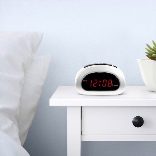 Mainstays Digital Alarm Clock White Red LED 1 Unit 2