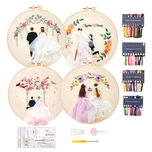 Embroidery Kit for Beginners Wedding Pattern 4 Pack