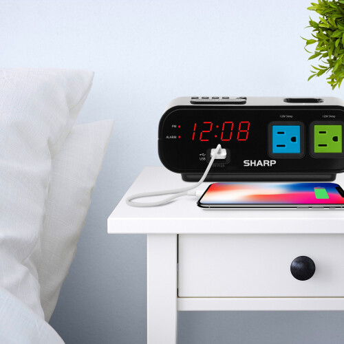 Sharp Digital Alarm Clock Black 3 Inch Red LED SPC137 2