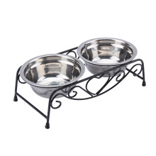 Elevated Pet Feeder Set Stainless Steel Bowls with Iron