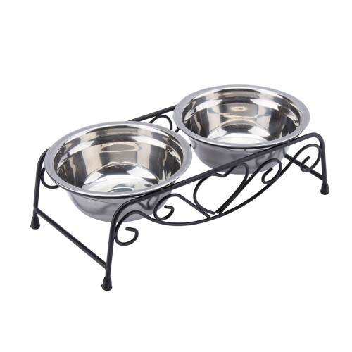 Elevated Pet Feeder Set Stainless Steel Bowls with Iron