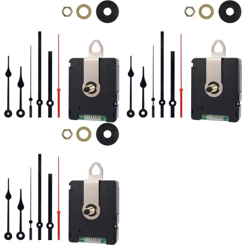 3X DCF77 24mm Radio-Controlled Clock Movement - Silent with Hand Replacement Black - Wall Clock Replacement 1