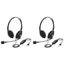 2X USB Wired Headset with Microphone Noise Cancelling in- Control Business Comfort Earphone for Chatting Software