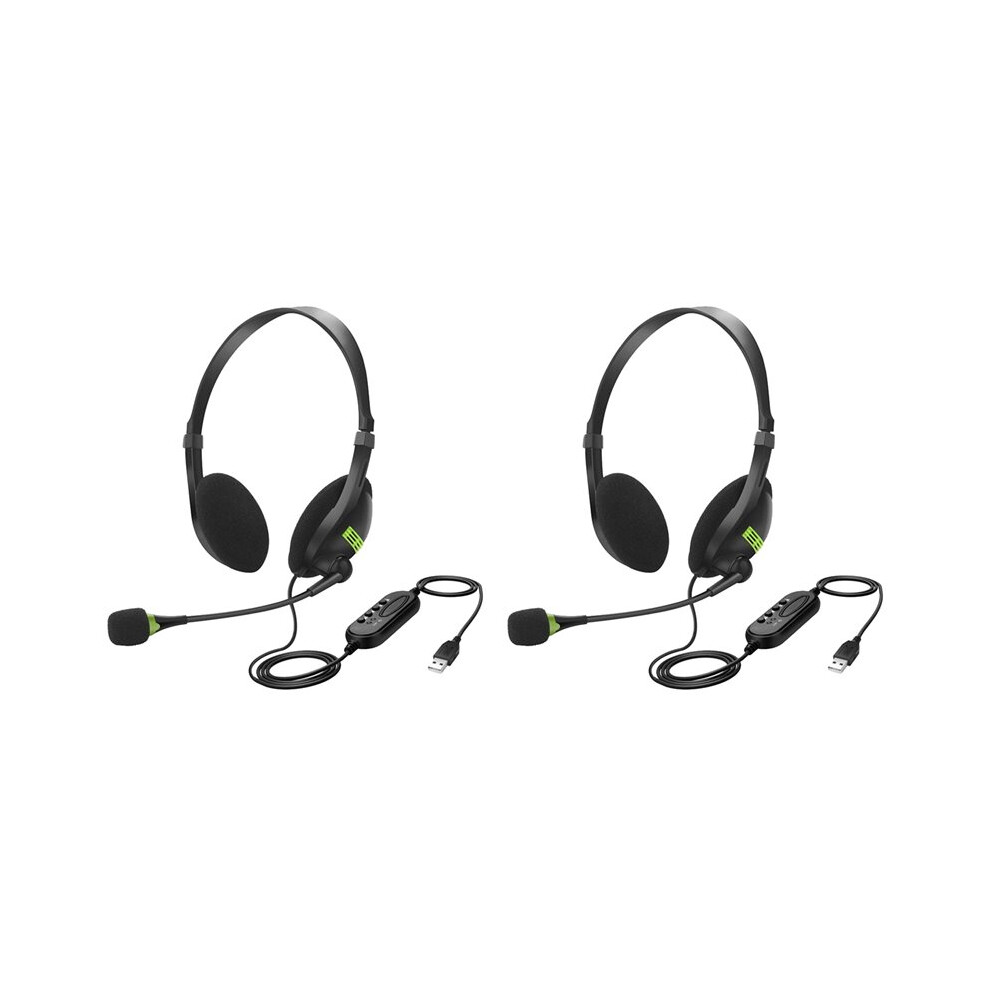 2X Usb Wired Headset With Microphone Noise Cancelling In- Control Business Comfort Earphone For Chatting Software 6032221258827