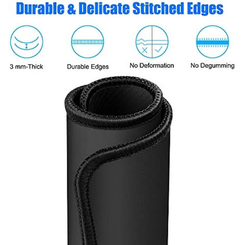 Mouse Pad Black Stitched Edge Non-Slip 3 Pack 2