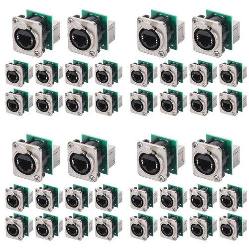 40PCS Ethercon Rj45 Chassis Socket, NE8FDP Ethercon Pass Through Connector, D Series Cat5 RJ45 Panel-Mount Socket
