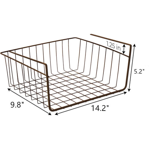 Roofei under-shelf wire storage basket white 14.2 x 9.8 x 1