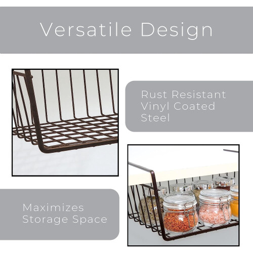 Roofei under-shelf wire basket organizer white 10.8x9.8x5.2 2