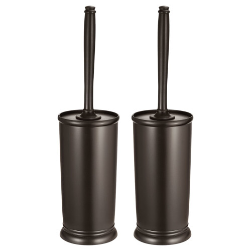 Toilet Brush Set with Long Handle and Covered Holder 2 Pack