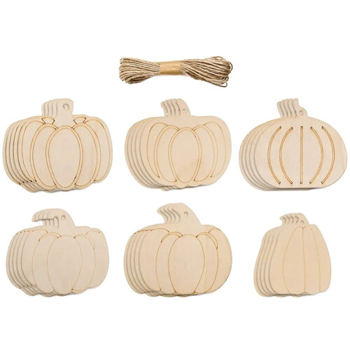 Wooden Pumpkin Cutouts Unfinished 30 pcs