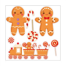 Christmas window clings gnome Santa gingerbread man 12 pcs