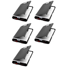 5X Clip Board Organizer Clipboards with Storage Nursing Clipboard Foldable File Folder Plastic Clipboard (Black)
