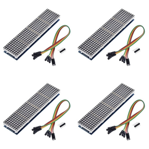 4X MAX7219 Dot Matrix Module 8x8 Common Cathode LED Display 5V 4-in-1 with DuPont Wires Cable for DIY Projects C 1