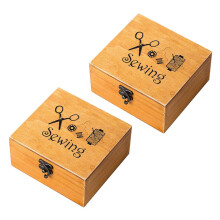 Boîte à couture en bois avec kit d'accessoires (2 pièces)