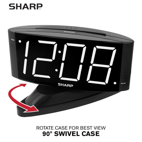 SHARP LED Alarm Clock Compatible Swivel Base Black with 2