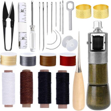 Kit de couture pour cuir avec aiguilles, fil ciré, outils et