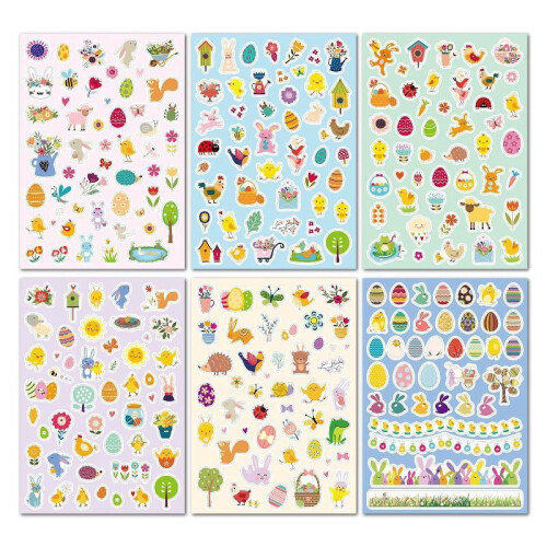 Påskeklistermærker til kort og scrapbøger 6 stk.