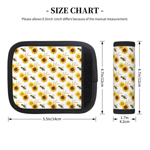 Sunflower Bee Luggage Handle Wraps 2 pcs 1
