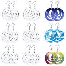 Sublimation Blank Earrings Hollow Round Wooden Dangle 60 pcs