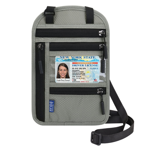 Mojoyce passport holder with RFID protection light gray