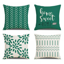 Conjunto de 4 capas de almofada decorativas com estampa geométrica verde, 45x45 cm (18x18 polegadas).
