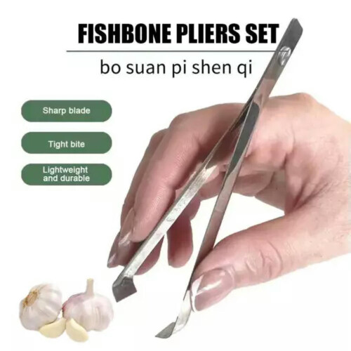 Fish Bone Tweezers Set Garlic Peeler 2 pcs 1