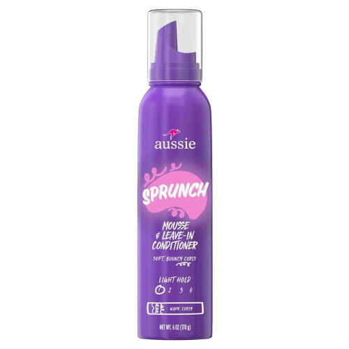 Aussie Aussie, Sprunch Mousse & Leave-In Conditioner Light Hold, 6 Ounce