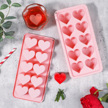 Heart-shaped silicone ice tray, non-stick, 10-cavity