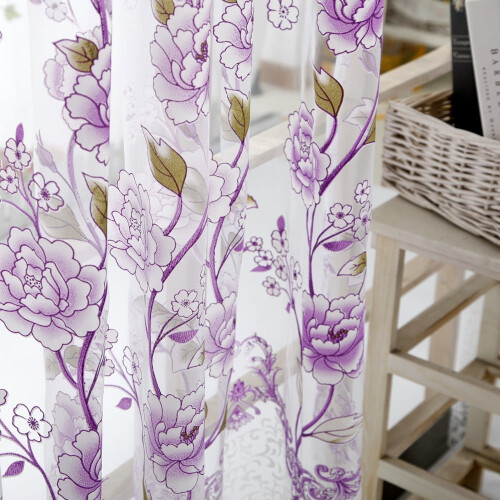 Miyuadkai sheer voile curtain panel purple one size