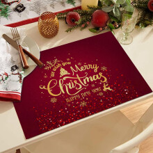 Red Christmas Placemats Set of 6 Waterproof 32x21cm