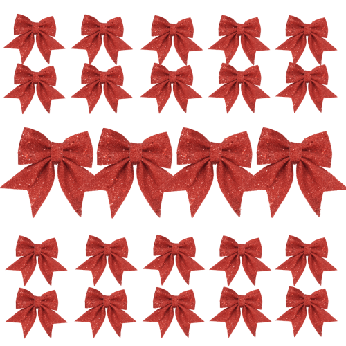 Christmas Bow Decorations Red Wreath Bows 24 Pack
