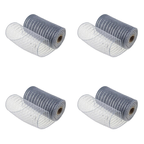 Netbånd til kranse sølv 14,5 cm x 9,6 m 4 stk.
