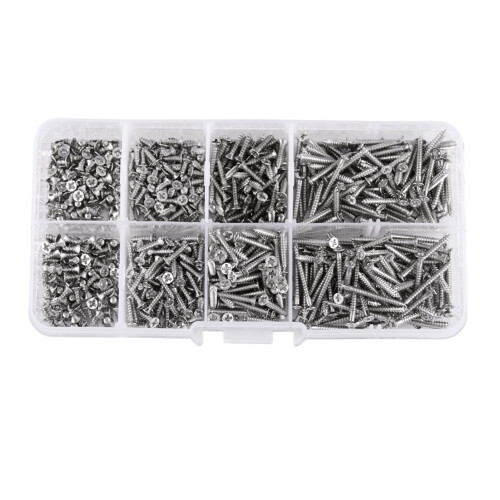 M2 Edelstahl-Flachkopfschrauben-Set, 800 Stück