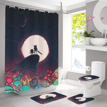 Adventure Time Shower Curtain Set Waterproof 4PC