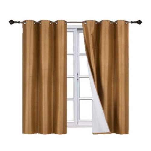 Faux Silk Gold Blackout Curtain Panel 63 in 2