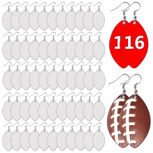 IMCBSTT48PCS Sublimační náušnice Polotovary z MDF pro sublimační fotbalové náušnice Oboustranné s háčky na náušnice (fotbal)