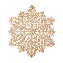 PVC placemats snowflake gold hollow out 15 inch