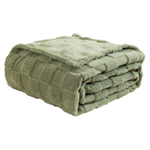TAKTUK throw blanket textured checkerboard green 1