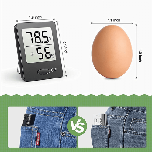 Termometru de cameră cu indicator de umiditate, higrometru, negru, pachet de 2 2