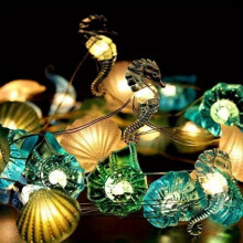 Luzes de corda de verão com tema oceânico e cavalo-marinho para decoração de praia1