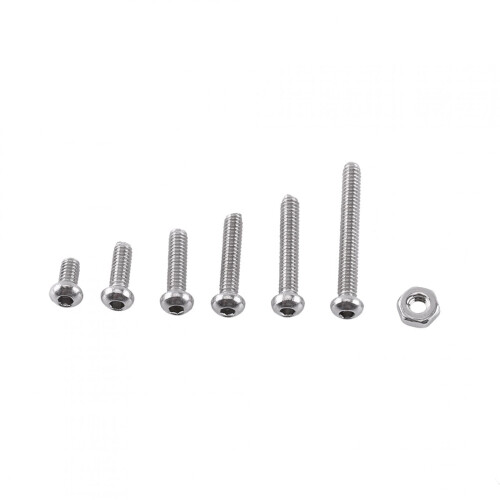 M2-Edelstahl-Innensechskantschrauben-Set mit Muttern und