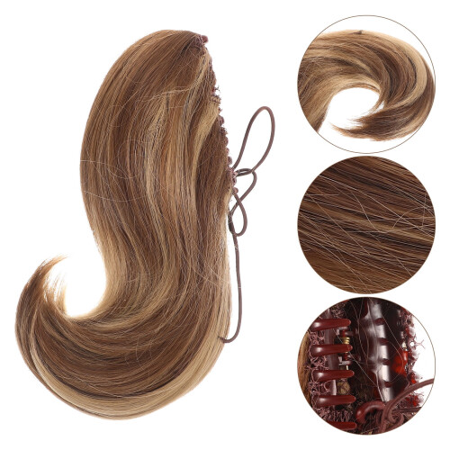Light Brown Ponytail Hair Extension Synthetic Claw Clip 1