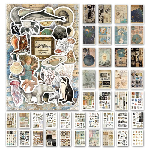 Vintage washi stickers paper for scrapbooking 40 sheets