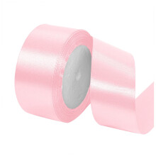 Lichtroze satijnen lint, 25 mm x 10 m