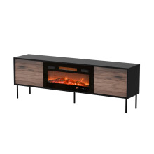 Cama CORTINA TV cabinet 180x40x60 black/walnut + black fireplace