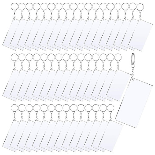 Sublimation Acrylic Keychain Blank Clear Rectangle 50 Pcs