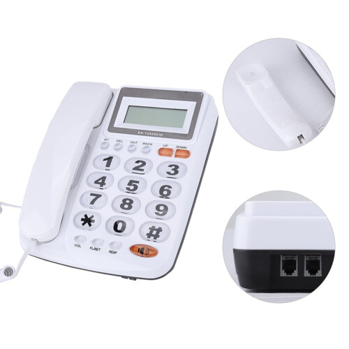 Cergrey fastnettelefon med ledning og nummervisning 2